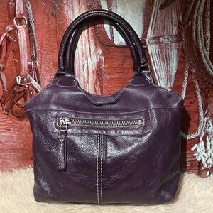 Roots purple leather bag